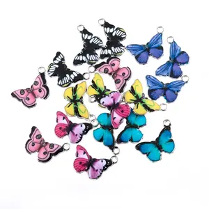 20*15mmTrendy Alloy Mixed Color Enamel Art Oil Drop Butterfly Charms pendant Colourful enamel For DIY Jewelry Accessories