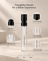 Flacon vaporisateur miniature pour échantillon de parfum 1,5 ml, 2 ml, 2,5 ml, en verre transparent, col serti, atomiseur à fine brume avec logo personnalisé
