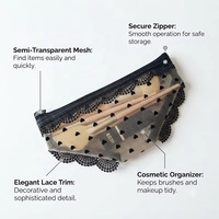 Pochette de rangement portable en coton et dentelle YY Bow, pour rouge à lèvres, crayon à sourcils, organiseur de maquillage, sac à pinceaux de voyage