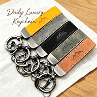 Porte-clés personnalisé en cuir suédé, porte-clés de voiture personnalisé, cadeau pour homme, père, anniversaire, promotion d'entreprise, porte-clés cadeau