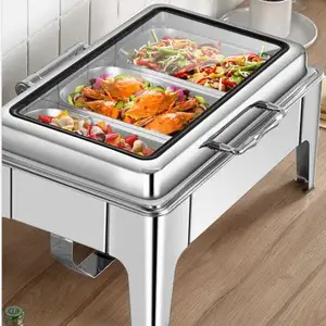 Buffet de aço inoxidável comercial personalizado, conjunto de fogão buffet de 6L, fogão buffet de comida quente 9L