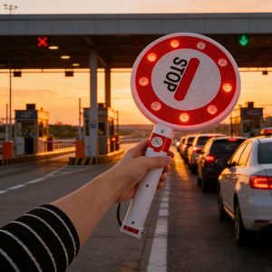Handheld outdoor flashing LED traffic warning <b>sign</b> stop <b>sign</b> double-sided directional <b>sign</b> multifunctional road command <b>sign</b> - Product Image 1