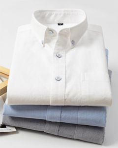 Di alta qualità Su Ordinazione Oxford di Cotone Puro Al 100% Del <span class=keywords><strong>Collare</strong></span> Del Basamento solido a strisce A quadri A Maniche Lunghe Camicia casual per gli uomini - Product Image 2