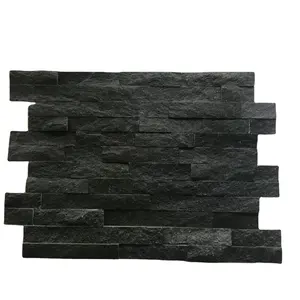 Pannelli Decorativi in Pietra Naturale di Ardesia Nera Impilata a Prezzo Conveniente - Product Image 1