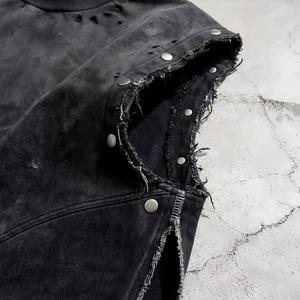 Débardeur Vintage Personnalisé en Coton 100% Effet Usé et Délavé à l'Acide, Broderie et Strass, Sans Manches, Style Ripped - Product Image 3