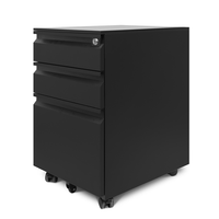 Lemari Arsip Baja Mobile 3 Laci dengan Roda, untuk Penyimpanan Kantor/Kamar Tidur, Kapasitas Besar