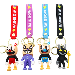 พวงกุญแจยางพิมพ์ลาย UV แบบกำหนดเอง เป็นมิตรกับสิ่งแวดล้อม 4 แบบ ลายการ์ตูน Cuphead Chalice Mugman King Dice Devil ปลอดสารพิษ ทนทาน - Product Image 1