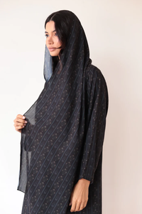 LEDUO Ramadan <b>Eid</b> Casual Modest Wear Black Flower Print <b>Long</b> Sleeve Striped Hooded Open Muslim Abaya - Product Image 3