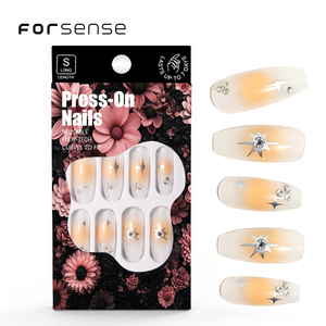 Faux ongles à presser 3d faits à la main de haute qualité pour les femmes noires marque privée de luxe longue ballerine faux ongles designs avec des diamants - Product Image 2