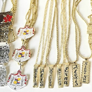 Collier avec grand pendentif d'armes hawaïennes JX265, personnalisable avec un nom, chaîne en émail, bijoux samoans en gros, pour femmes, hommes et garçons - Product Image 6
