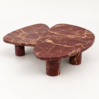 Ensemble de tables basses gigognes en marbre Levanto rouge de luxe moderne, 2 pièces, forme irrégulière, pierre naturelle, table centrale pour salon