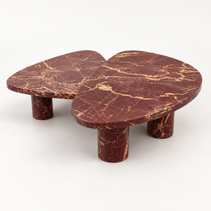 Modern Luxury Red Levanto Marble Nesting Coffee <b>Table</b> Set 2 Pcs Irregular Free Form Natural Stone <b>Living</b> <b>Room</b> <b>Center</b> <b>Table</b> - Product Image 1