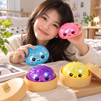 Jouets anti-stress 2026 : Jouets Squishy en forme de boulette et de pain, Jouets Bao Dumplings en forme de pain vapeur avec visage souriant, Jouets alimentaires anti-stress avec kit de cuisson vapeur
