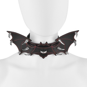 FUNSM Bat-shaped Design Leather <b>Collar</b> and Metal Chain Leash BDSM <b>Collar</b> <b>Bondage</b> Gear Fetish Sex Toys for Couples - Product Image 4