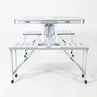 Table de barbecue pliante portable d'extérieur, directement de l'usine, et table pliante en alliage d'aluminium couleur bois pour l'extérieur