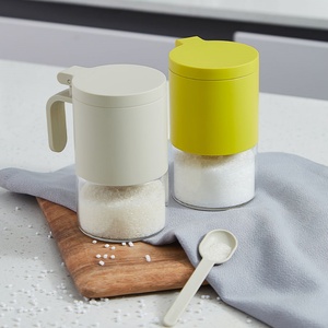 Clear Condiment Pot Seasoning Box Condiment <b>Jar</b> <b>Spice</b> Container with Lid and Spoon <b>Spice</b> <b>Jar</b> Salt Sugar for Kitchen - Product Image 1
