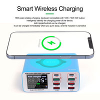 Chargeur rapide intelligent Relife RL-304S 1+8, chargeur USB, charge sans fil 15W, double QC3.0 et chargeur rapide 45W avec 8 ports