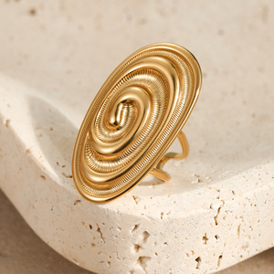 แหวนแนวเรขาคณิตสแตนเลสสตีลกันน้ำวินเทจแหวนผู้หญิงไม่เสื่อมเสีย - Product Image 3