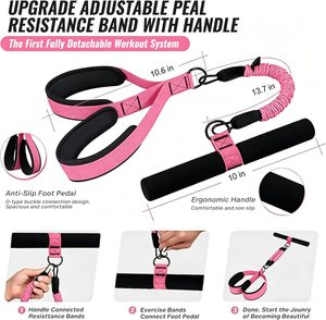 Banda di Resistenza con Pedale Staccabile, Tubo per Esercizi Regolabile per Tutto il Corpo con Maniglia e Cinghia per Piedi, per Palestra Domestica, Yoga, Pilates - Product Image 5