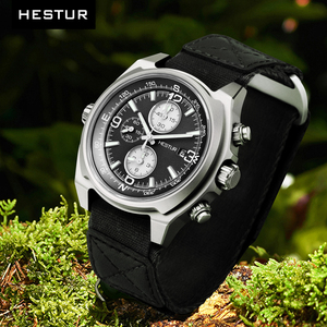 Hestur Titanium Ti 2 <span class=keywords><strong>Montre</strong></span> à quartz <span class=keywords><strong>chronographe</strong></span> <span class=keywords><strong>solaire</strong></span> antique pour homme 44.5mm Verre saphir 15BAR Résistant à l'eau - Product Image 1