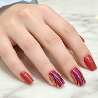 Ongles press-on Aurora Chrome Glossy, ongles carrés brillants de taille moyenne, ongles acryliques réutilisables, lot de 24 pièces pour salon
