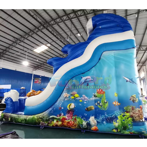 Tobogán inflable comercial para niños, castillo hinchable con forma de tiburón para fiestas al aire libre. - Product Image 5