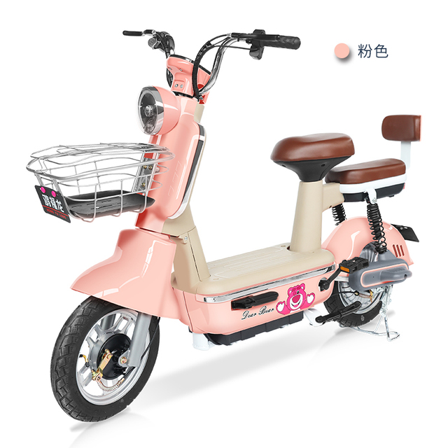 Pink Hot Sale Electric City Bike Rear Hub Motor Steel Frame 180KG Load 350W 48V12AH for Adults
