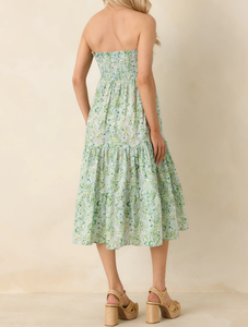 Abito midi a balze con stampa fantasia e scollo all'americana, busto arricciato e orlo asimmetrico, ideale per la spiaggia e il resort - Product Image 2