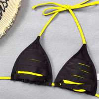 Ensemble de bikini de carnaval Jouvert, imprimé découpé, tenue de festival et de rave, maillot de bain triangle à liens latéraux, à découpes, avec longs lacs, vente en gros fabricant