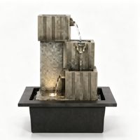 Fuente de Agua de Mesa para Interiores con Luz LED, Columnas Escalonadas y Cascada, Decoración Zen para Hogar u Oficina