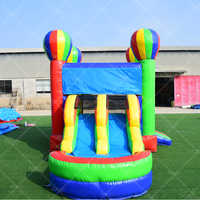Toboggan aquatique gonflable à double piste en forme de montgolfière, usage commercial, combo Moon Jump pour enfants, idéal pour les fêtes