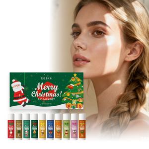 Set de Bálsamos Labiales Personalizados con Pegatinas, Bálsamos Labiales Hidratantes que Eliminan la Piel Muerta, Tema Navideño - Product Image 1