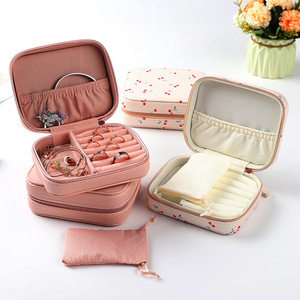Portable Travel PU Earrings Pendant <b>Rings</b> Jewelry Organizer <b>Storage</b> Case Gift Boxes - Product Image 1