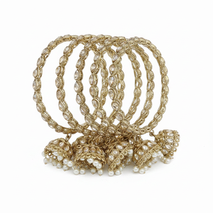 Radiant Austrian Stone & Pearl Statement <b>Bangles</b> <b>Set</b> Elegant Jewelry for wedding and Special Celebrations - Product Image 2