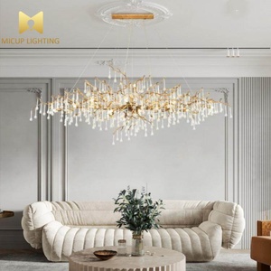 Lampadario LED Post-Moderno Creativo a Rami Lunghi in Rame Dorato, Lussuoso Lampadario Artistico Francese - Product Image 6