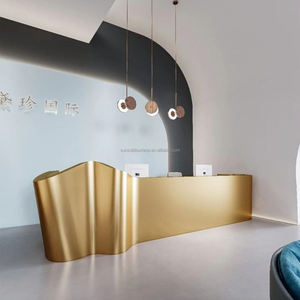 Mostrador de recepción de lujo Hot Gold, diseño moderno para uso en recepción en tiendas de ropa, salones de belleza, hoteles, escuelas - Product Image 1