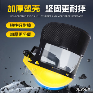 Protection faciale pour tondeuse à gazon, visière transparente jaune, anti-rayures, bandeau flexible relevable - Product Image 4