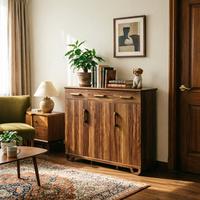 Furnitur Rumah Tahan Lama dengan Finishing Walnut Mewah, Gaya Eropa Modern Kontemporer, Ramah Lingkungan, Serat Kayu Alami, Penyimpanan Luas, untuk Area Pintu Masuk