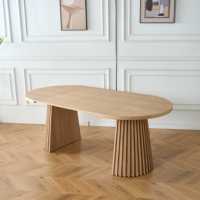 Table à Manger Ovale Extensible en Bois Rustique Rond, Design Minimaliste Nordique, Mobilier de Restaurant