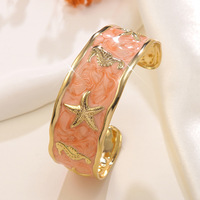 Brazalete Abierto de Acero Inoxidable Chapado en Oro para Mujer HWASAN, Diseño de Goteo de Aceite, Simple, Moderno y Personalizable, el Más Vendido