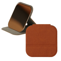 Étui en cuir durable pour miroir de maquillage portable, format voyage, design multi-angles réglable, emballage personnalisé