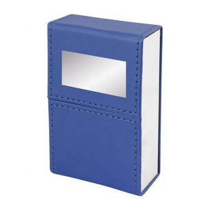 Étui à cigarettes portable en cuir et métal, design classique, boîte carrée, style classique pour le voyage, rangement pour fumeurs, imprimé bleu - Product Image 1