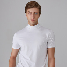 T-<span class=keywords><strong>shirt</strong></span> d'été pour <span class=keywords><strong>homme</strong></span> à coupe classique, manches courtes, respirant, décontracté, uni, en Spandex/Coton, sérigraphié, col montant, <span class=keywords><strong>sous</strong></span>-vêtement - Product Image 5