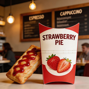 Custom Printed Aseptic Eco-Friendly Food Grade Self Erecting <b>Foldable</b> Disposable Pillow <b>Boxes</b> Handle for Fruit Pastry Pie - Product Image 3
