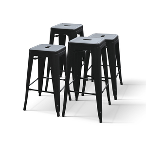 Metal <b>Bar</b> Stool Set Of 4 Black 66Cm Height <b>Indoor</b> Metal Construction - Product Image 1