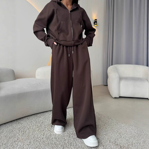65% Baumwolle Jogginganzüge Sportkleidung Damen Yoga-Bekleidung Trainingsanzüge für Damen 2-teiliges Set Sweatpants und Hoodie Set - Product Image 5