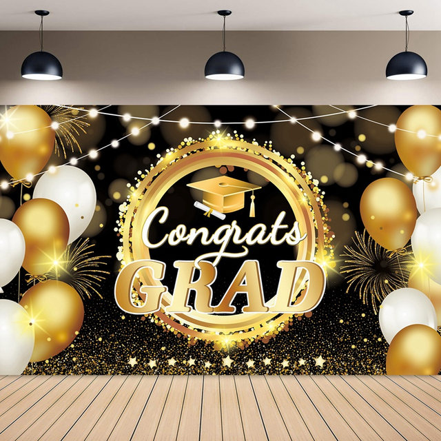 Polyester Campus Graduation Season Photo Background Cloth Backdrop Banner Flag Party Grad Congrat Decoration Supplies