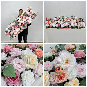 Guirlande de fleurs artificielles réalistes roses et feuilles d'eucalyptus vertes pour mariage, chemin de <span class=keywords><strong>table</strong></span> floral pour mariages - Product Image 3
