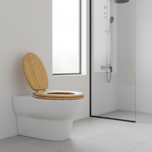 Siège de toilette en bambou à fermeture lente et à libération rapide avec couvercle, écologique, moderne, pour la salle de bain à domicile - Product Image 1