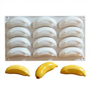 12-Cavity Fruit Banana <b>Silicone</b> Mousse Cake French Dessert Chocolate Mold <b>Baking</b> Tools GT0014 Individual Packaging - Product Image 1